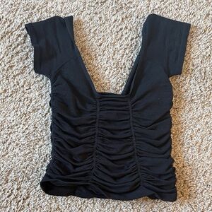 Free People Black Ruched Crop Top